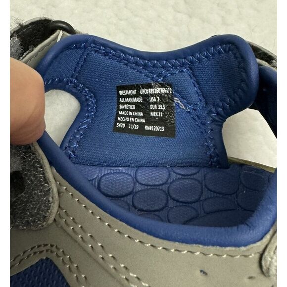 Eddie Bauer Westmont‎ Gray Blue Sport Sandals Open Toe Straps Kids Size 2 - Picture 5 of 5